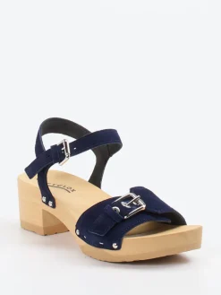 – Plateau-Sandale aus Veloursleder Dunkel-Softclox Best