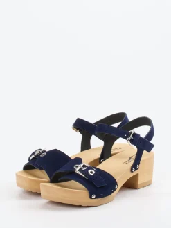 – Plateau-Sandale aus Veloursleder Dunkel-Softclox Best