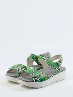 – Komfortsandale aus geprägtem Leder grün-Solidus Discount