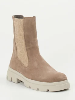 – Chelsea Boots aus Veloursleder in Taupe-Think Online
