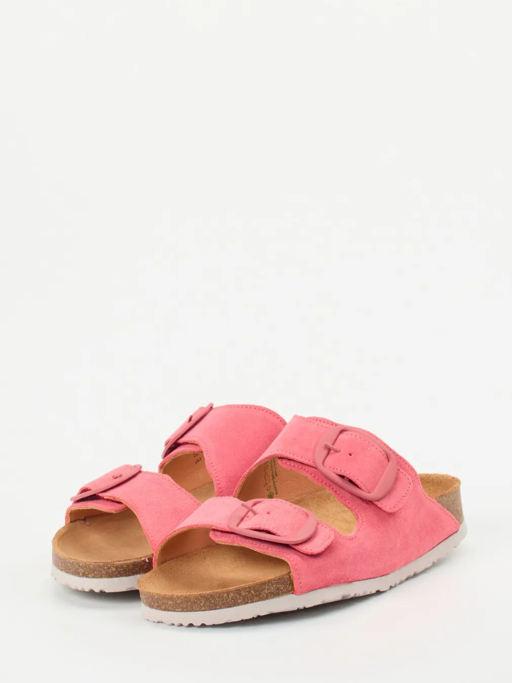 – Pantoletten aus Veloursleder Korallrosa-Think Outlet