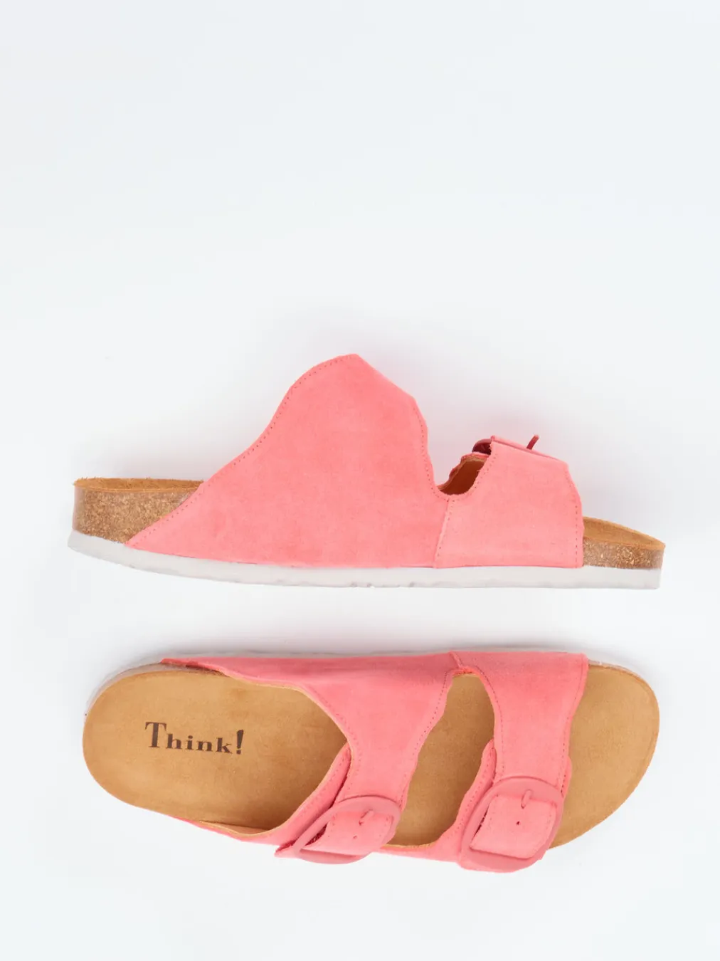 – Pantoletten aus Veloursleder Korallrosa-Think Outlet