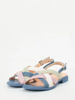 – Riemchensandalen aus Kalbleder in Pastell-Think Hot