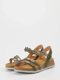 – Sandalen aus Ziegenleder in Oliv-Think Clearance