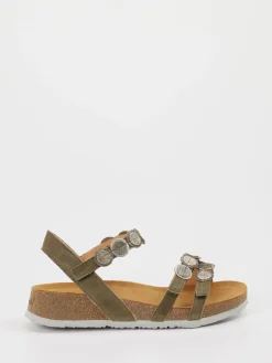 – Sandalen aus Ziegenleder in Oliv-Think Clearance