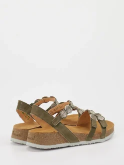– Sandalen aus Ziegenleder in Oliv-Think Clearance