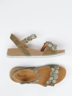 – Sandalen aus Ziegenleder in Oliv-Think Clearance