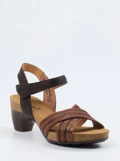 – Sandalette aus Metallicleder in rot-Think Discount