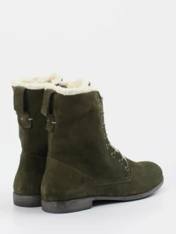 – Stiefeletten aus Veloursleder oliv-Think Hot