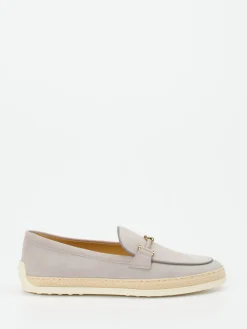 – Slipper aus Nubukleder mit Bastsohle-Tod's Discount