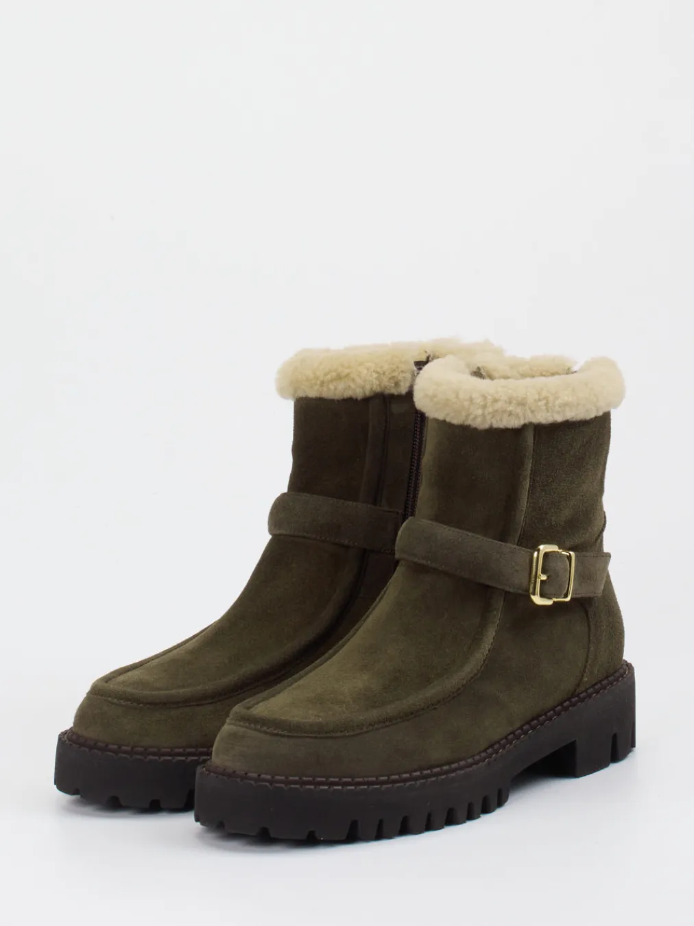 – Stiefeletten aus Veloursleder oliv-Truman's Clearance