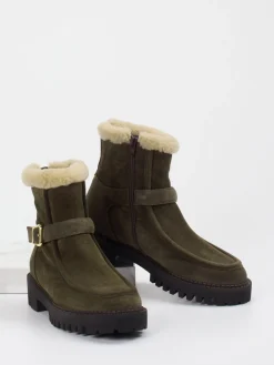 – Stiefeletten aus Veloursleder oliv-Truman's Clearance