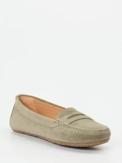 – Loafer aus Veloursleder in Salbei-Unützer Outlet