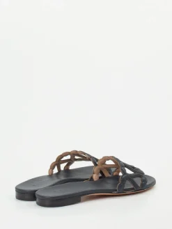 – Pantolette aus Kalbleder in Dunkel-Unützer New