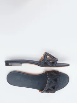 – Pantolette aus Kalbleder in Dunkel-Unützer New