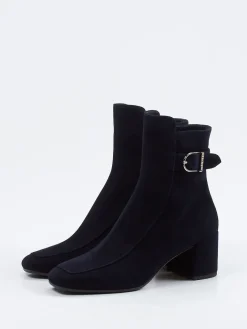 – Stiefelette aus Veloursleder tiefdunkel-Unützer Sale