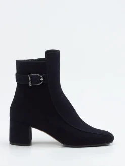 – Stiefelette aus Veloursleder tiefdunkel-Unützer Sale