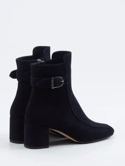 – Stiefelette aus Veloursleder tiefdunkel-Unützer Sale