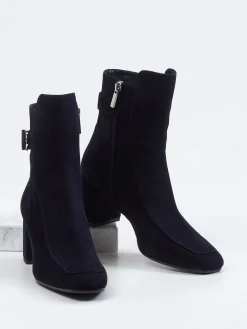 – Stiefelette aus Veloursleder tiefdunkel-Unützer Sale