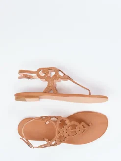 – Zehentrenner-Sandalen aus Kalbleder cognac-Unützer Hot