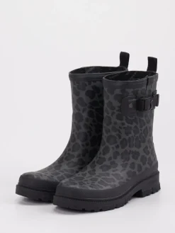 – Regenstiefel aus Gummi mit Leoprint-Verbenas