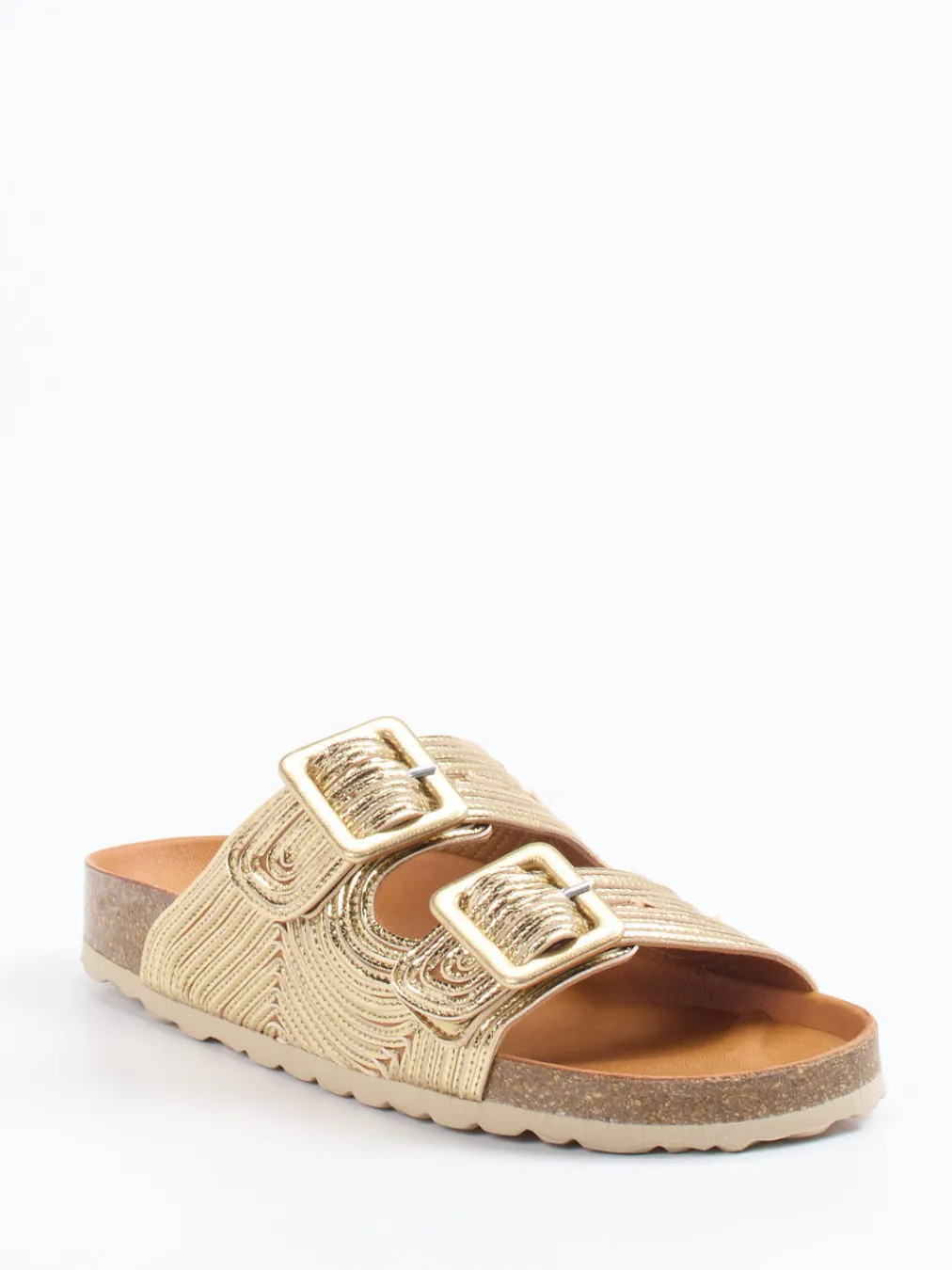 – Zweiriemer-Pantolette aus Metallic-Synthetik goldfarben-Verbenas Online