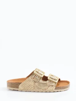 – Zweiriemer-Pantolette aus Metallic-Synthetik goldfarben-Verbenas Online