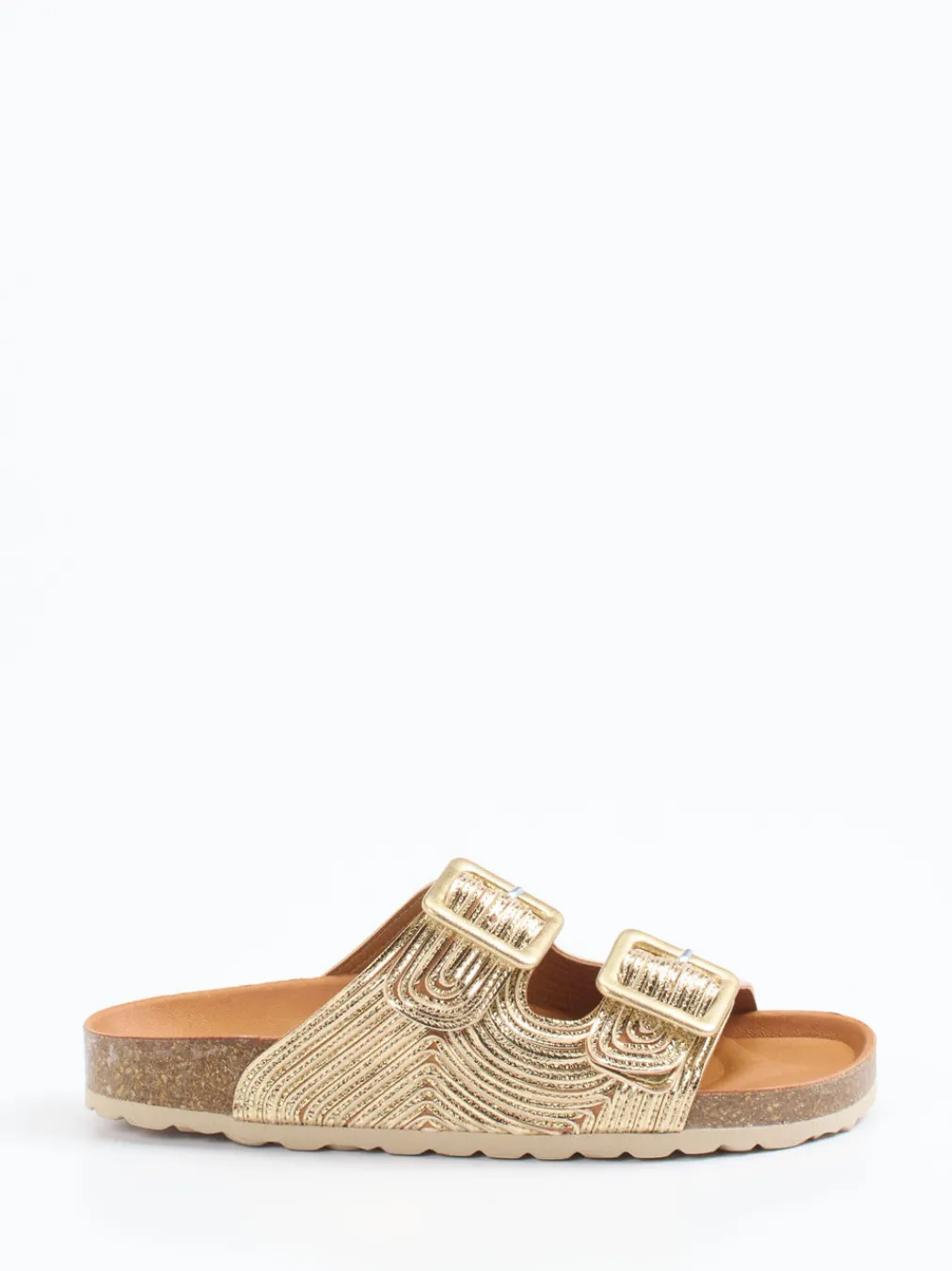 – Zweiriemer-Pantolette aus Metallic-Synthetik goldfarben-Verbenas Online