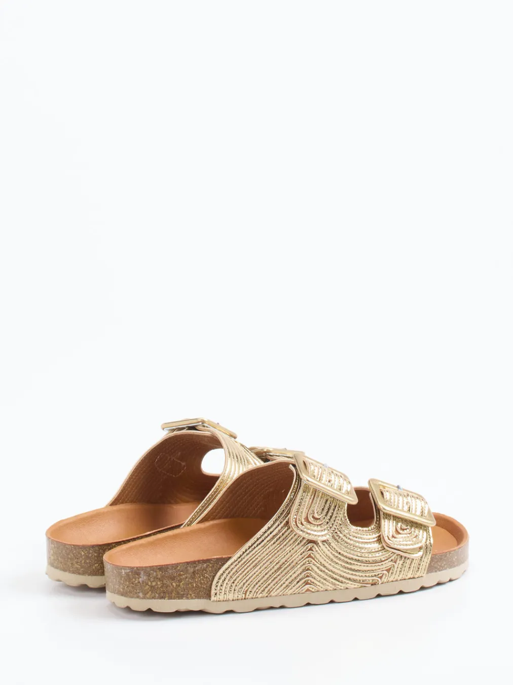 – Zweiriemer-Pantolette aus Metallic-Synthetik goldfarben-Verbenas Online