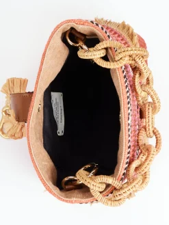 – Bucket Bag aus Baumwolle mit Raffia-Details-Viamailbag Hot
