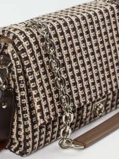 – Schultertasche aus Bouclé-Textil Dunkelbraun-Viamailbag Discount