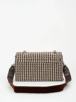 – Schultertasche aus Bouclé-Textil Dunkelbraun-Viamailbag Discount