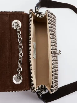 – Schultertasche aus Bouclé-Textil Dunkelbraun-Viamailbag Discount