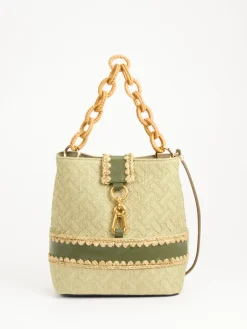 – Schultertasche aus Textil mit Bastdetails-Viamailbag New