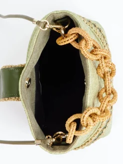 – Schultertasche aus Textil mit Bastdetails-Viamailbag New