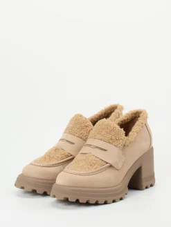 – Loafer aus Nubukleder mit Teddyfell-Voile Blanche Online