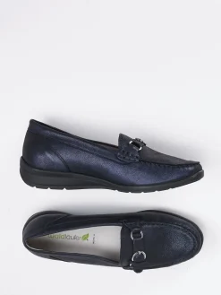 – Komfort-Loafer aus Metallicleder dunkel-Waldläufer Discount