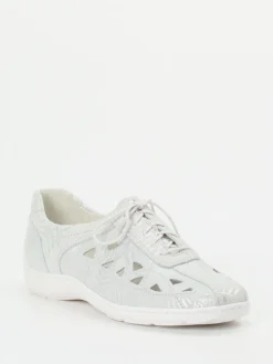 – Komfort-Schnürschuh aus geprägtem Leder hellgrau-Waldläufer Clearance