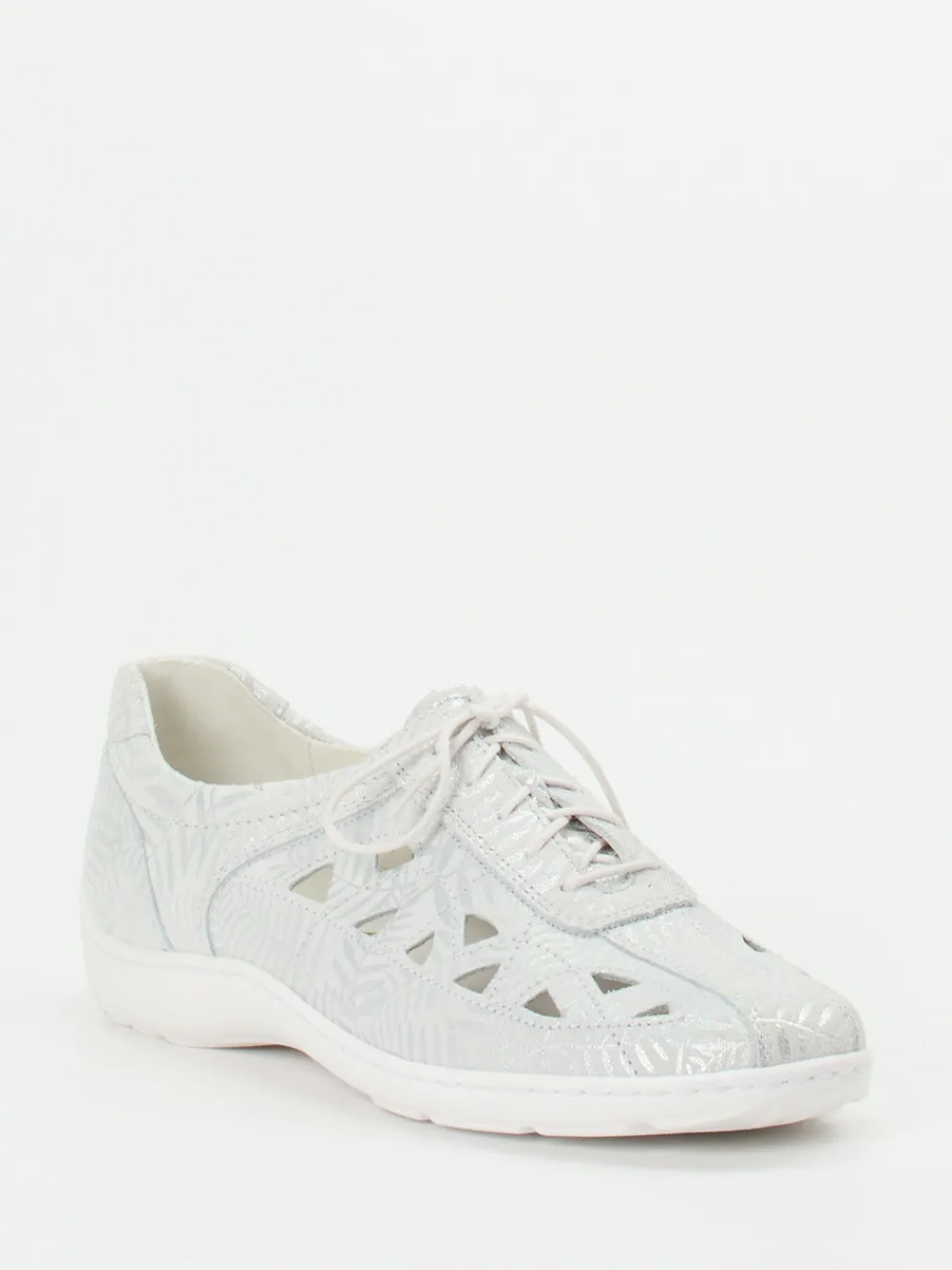 – Komfort-Schnürschuh aus geprägtem Leder hellgrau-Waldläufer Clearance