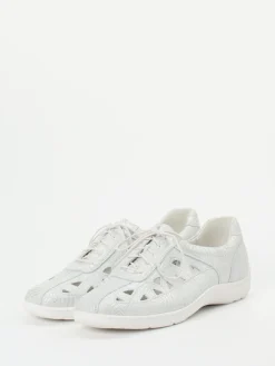 – Komfort-Schnürschuh aus geprägtem Leder hellgrau-Waldläufer Clearance