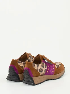 – Sneaker aus Veloursleder mit Leoprint-Waldläufer Hot