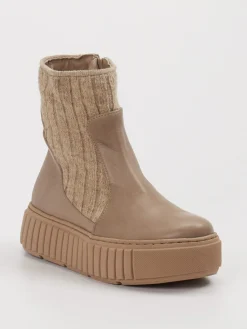 – Stiefeletten aus Leder mit Strickdetail-Werner Outlet