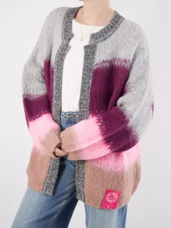 – Strickjacke aus Textil Hell Glitzerkante-Yippie Hippie Outlet