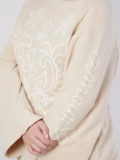 – Sweatshirt aus Baumwolle in Creme-Yippie Hippie